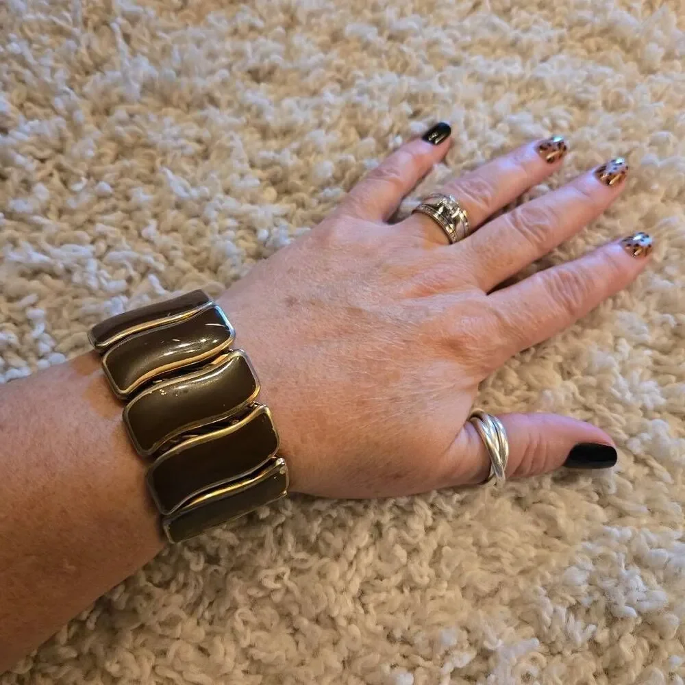 Vintage Brown & Gold Stretch Bracelet